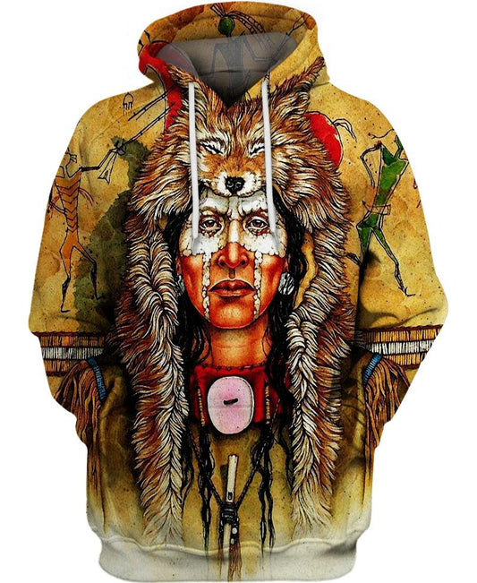 WelcomeNative Native Fur Hat 3D Hoodie, All Over Print Hoodie, Native American