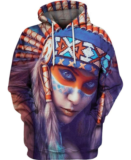WelcomeNative Native American Woman 3D Hoodie, All Over Print Hoodie, Native American
