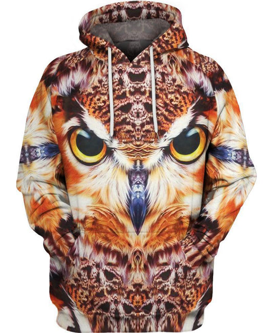 WelcomeNative Owl Impressive Face 3D Hoodie, All Over Print Hoodie, Native American