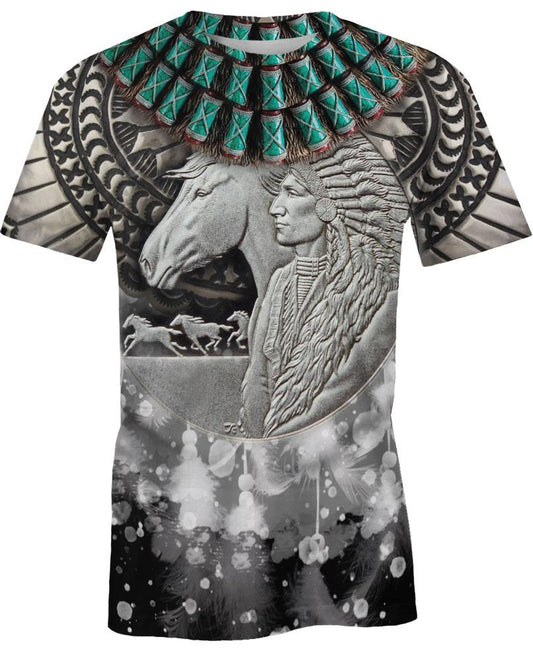 WelcomeNative Silver Native Statue 3D Hoodie, All Over Print Hoodie, Native American