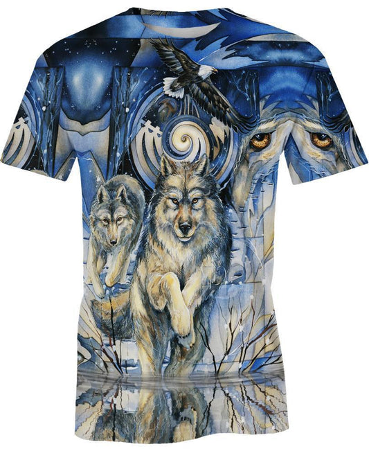 WelcomeNative Wolf Eagle 3D Hoodie, All Over Print Hoodie, Native American