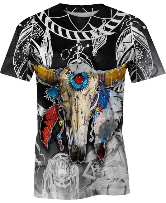 WelcomeNative Colorful Buffalo Skull 3D Hoodie, All Over Print Hoodie, Native American