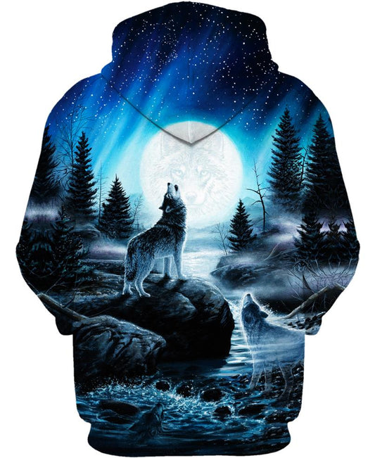 WelcomeNative Wolf Blue Moon 3D Hoodie, All Over Print Hoodie, Native American