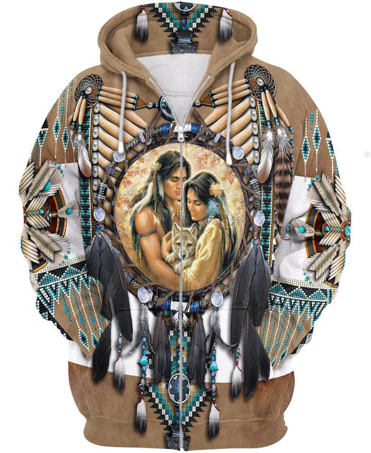 WelcomeNative Feather Native Motifs 3D Hoodie, All Over Print Hoodie, Native American