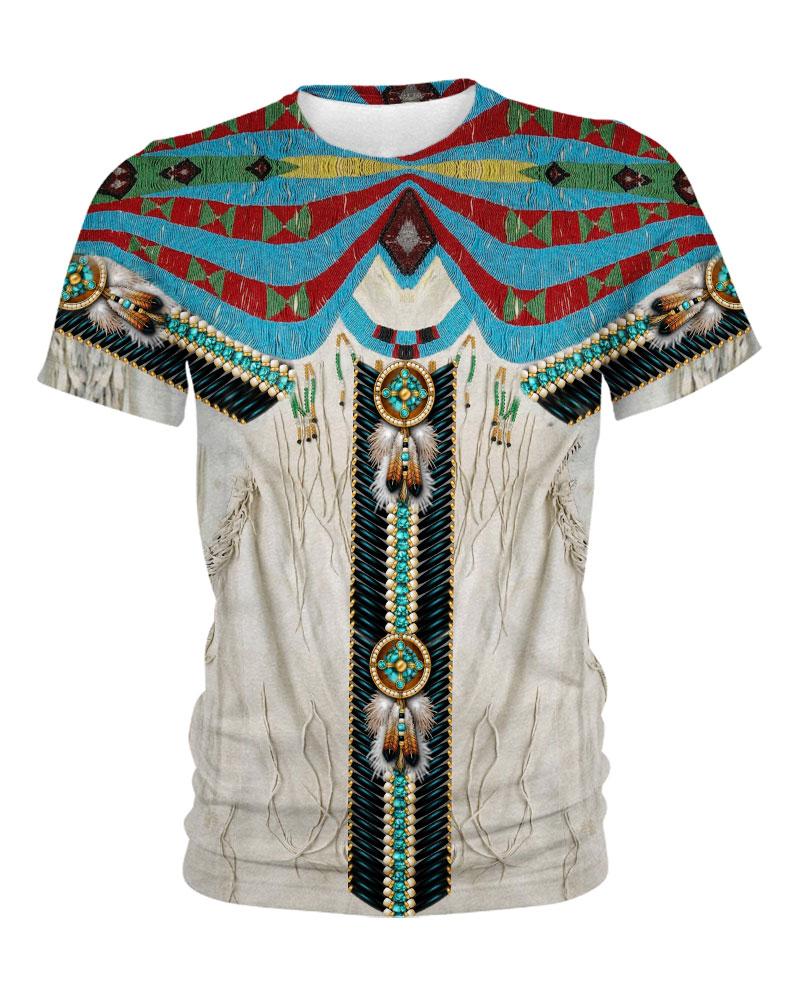 WelcomeNative White Native Pattern, 3D T Shirt, All Over Print T Shirt, Native American