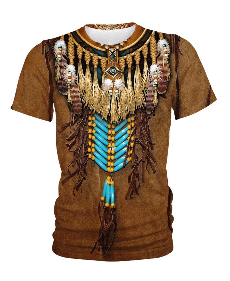 WelcomeNative Brown Native Pattern, 3D T Shirt, All Over Print T Shirt, Native American