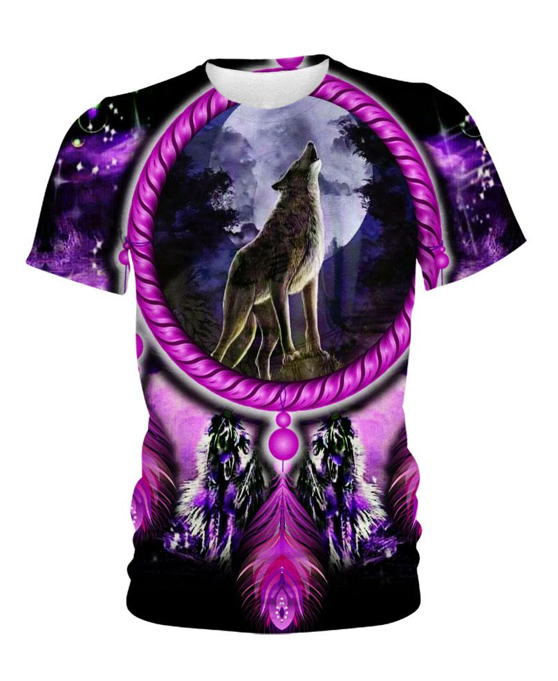 WelcomeNative Native Wolf Violet Hoodie, All Over Print Hoodie, Native American