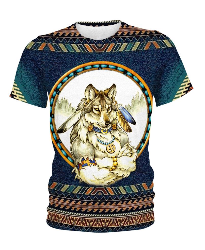 WelcomeNative Blue Wolf Man 3D Hoodie, All Over Print Hoodie, Native American