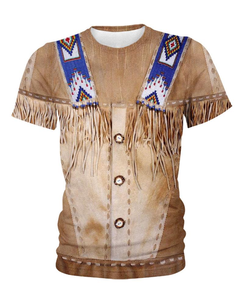 WelcomeNative Native Buckskin Beaded 3D Hoodie, All Over Print Hoodie, Native American