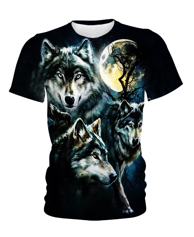 WelcomeNative Wolf Night Moon 3D Hoodie, All Over Print Hoodie, Native American