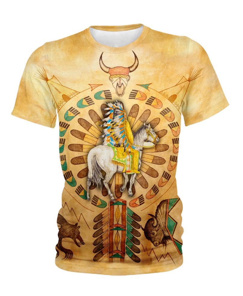 WelcomeNative Yellow Native Horse 3D Hoodie, All Over Print Hoodie, Native American