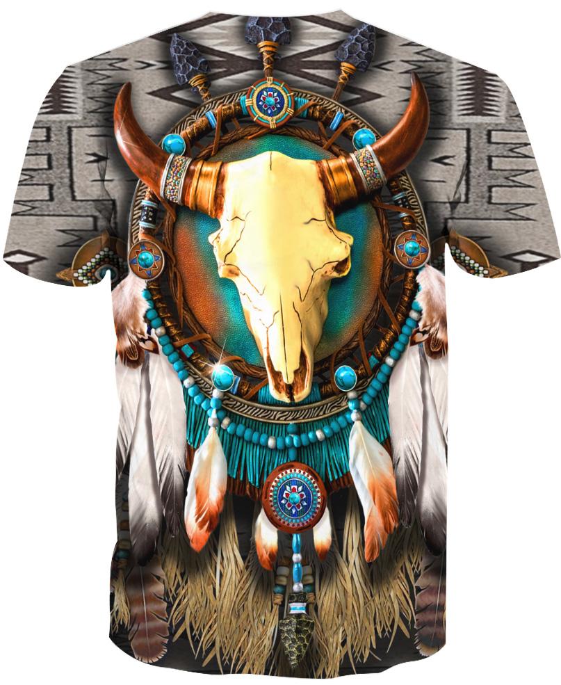 WelcomeNative Products Butterfly & Buffalo Skull, 3D T Shirt, All Over Print T Shirt, Native American