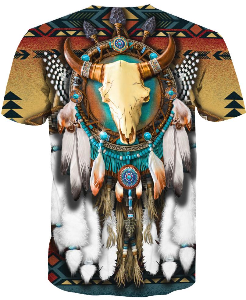 WelcomeNative Butterfly & Buffalo Skull, 3D T Shirt, All Over Print T Shirt, Native American
