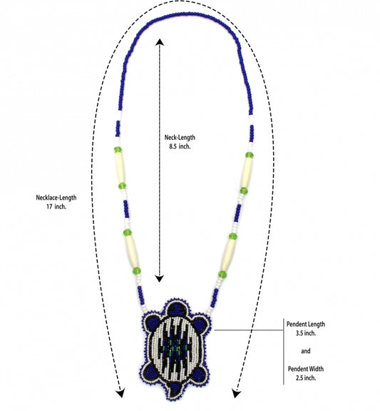 Handmade Beaded Turtle Shape Deep Blue Delica Necklace Earrings Set - Welcome Native