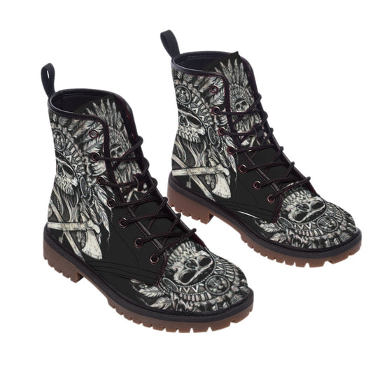 WelcomeNative Skull Native Leather Martin Short Boots