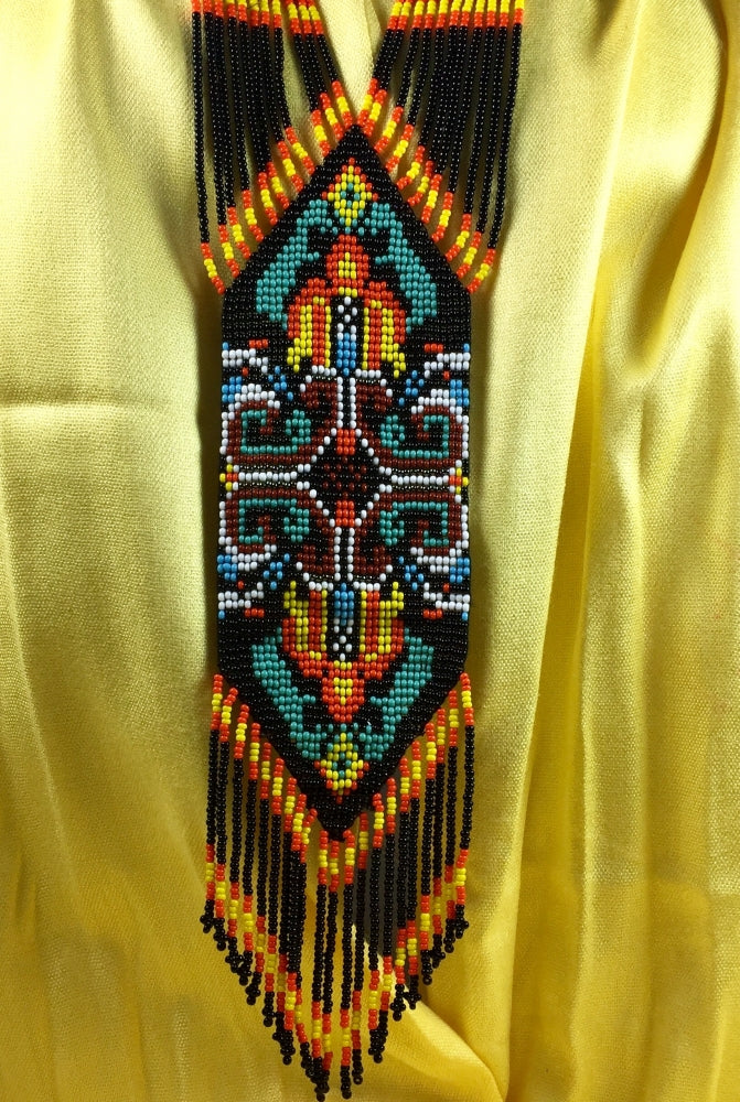 Handmade Black Multi-colored Long Necklace earring set - Welcome Native