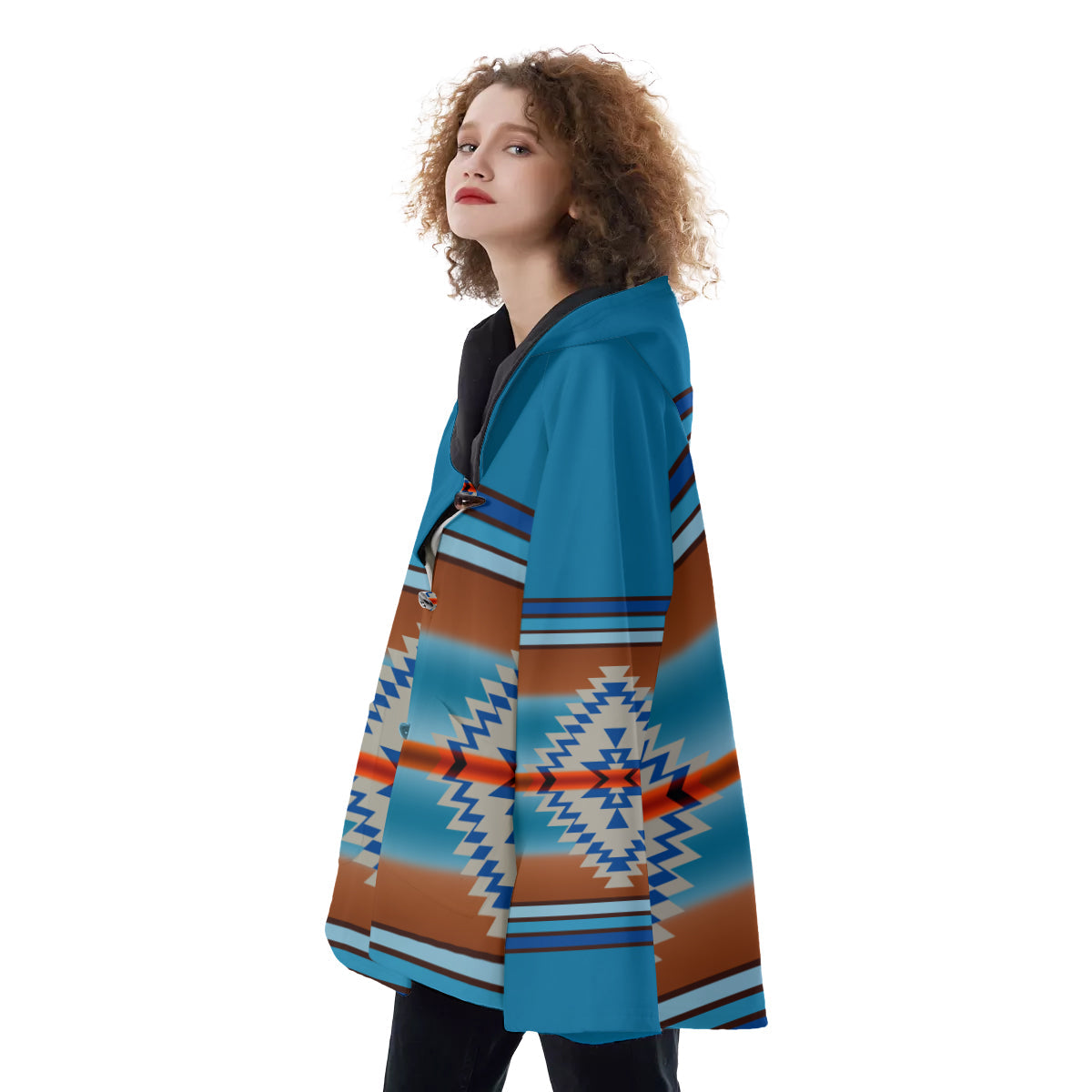 WelcomeNative Native American Hooded Flared Coat, 3D Hooded Coat, All Over Print