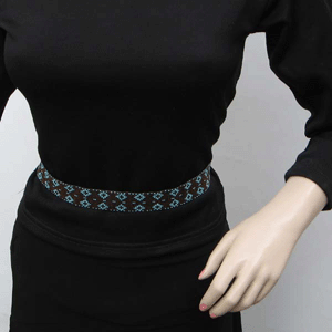 Brown Sea Green Seed Beaded Cowboy Hat Band Waist Belt - Welcome Native