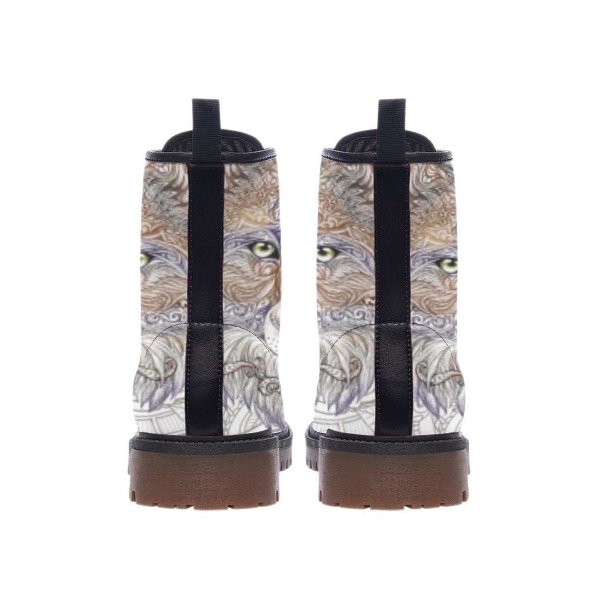 WelcomeNative Wolf Feather Leather Martin Short Boots