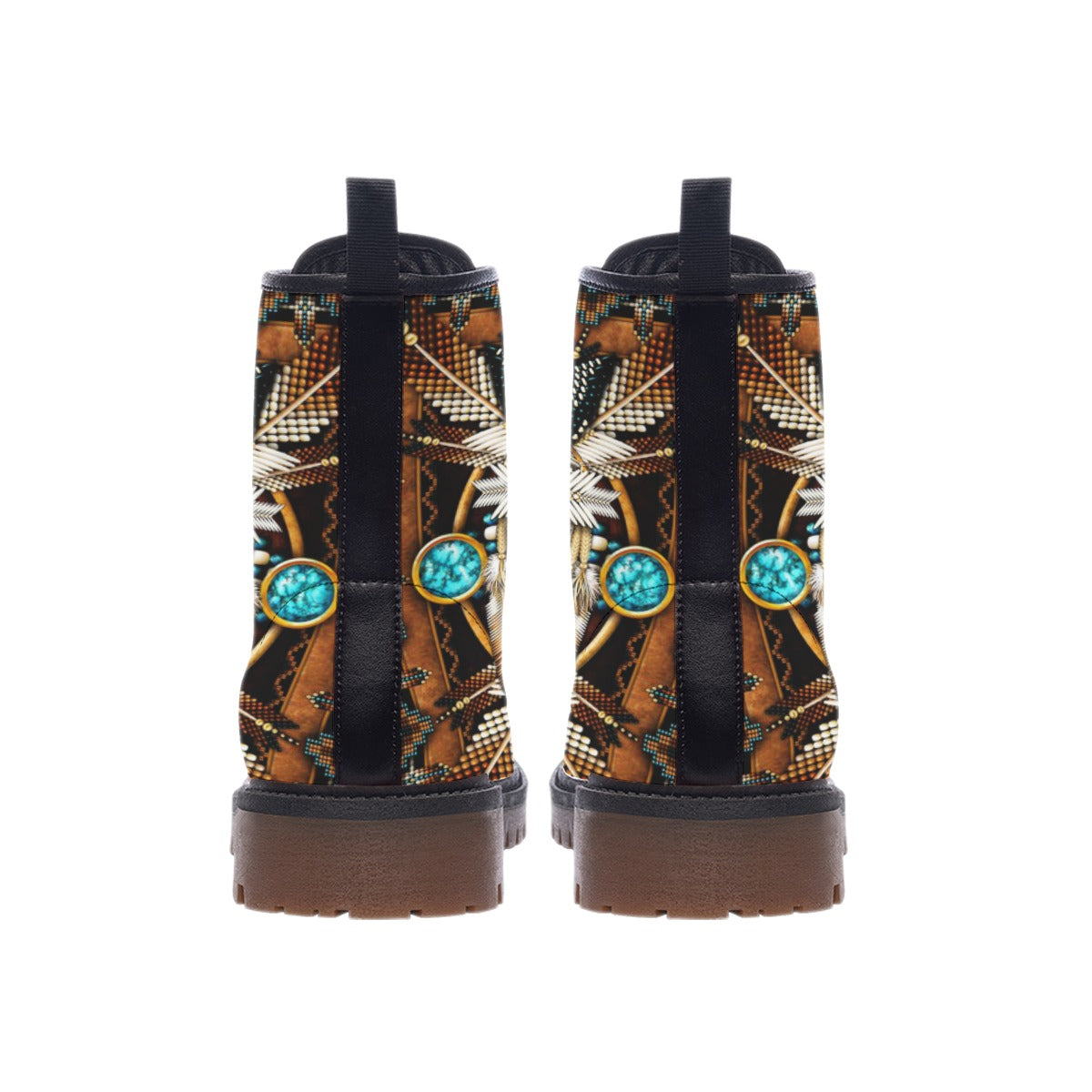 WelcomeNative Feather Native Leather Martin Short Boots