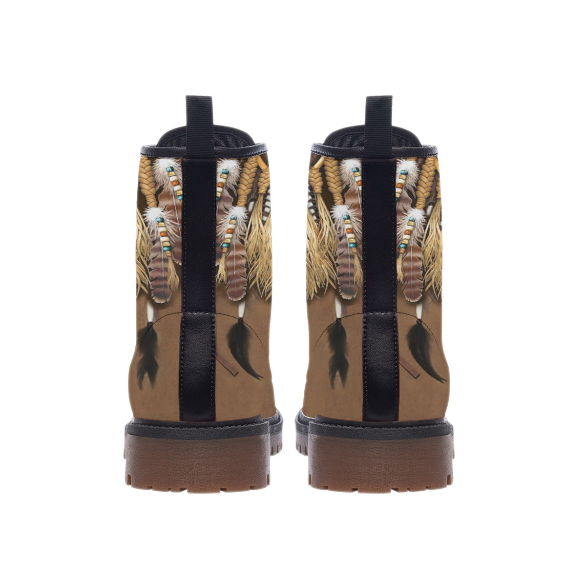 WelcomeNative Feather Native Leather Martin Short Boots