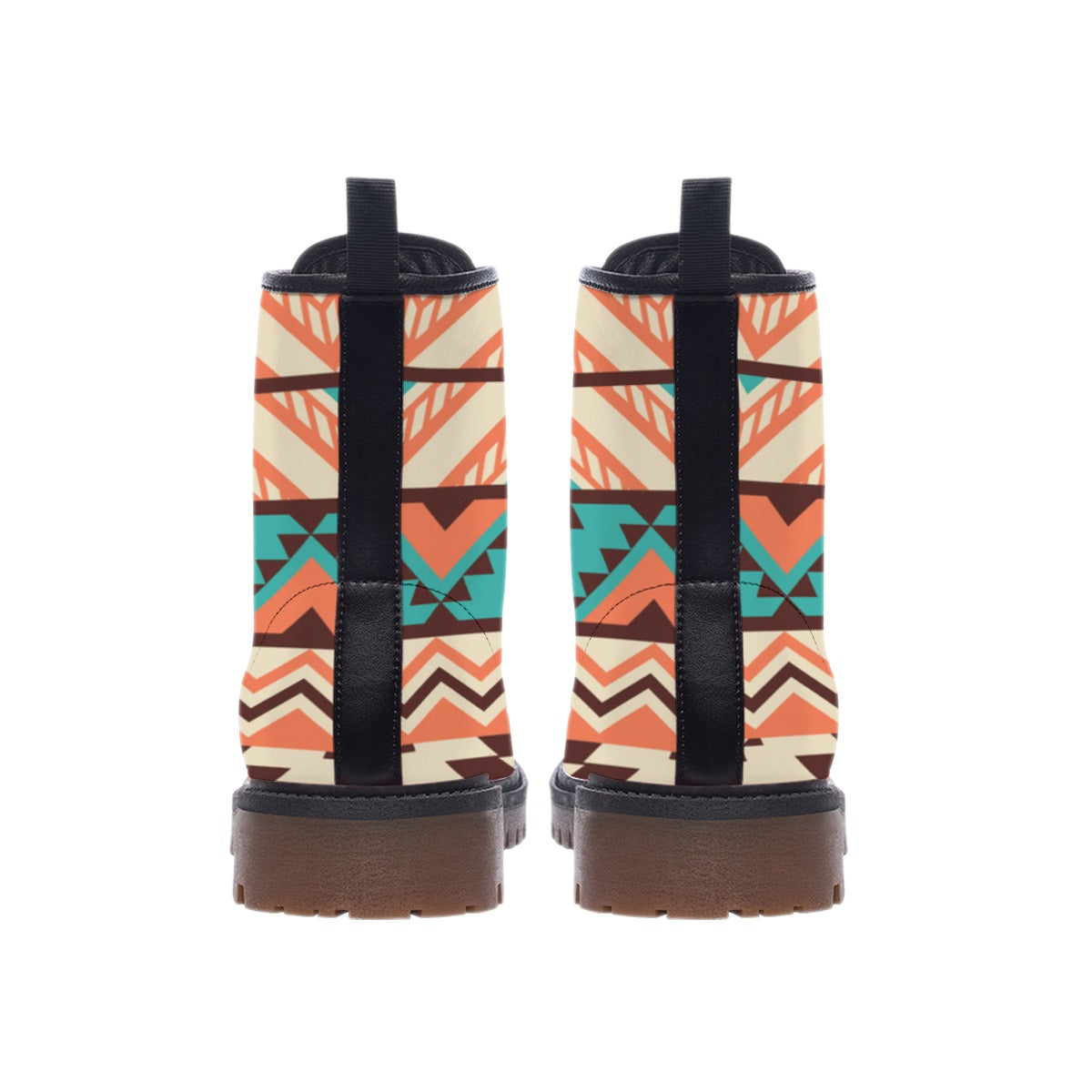 WelcomeNative Black Pattern Native Leather Martin Short Boots
