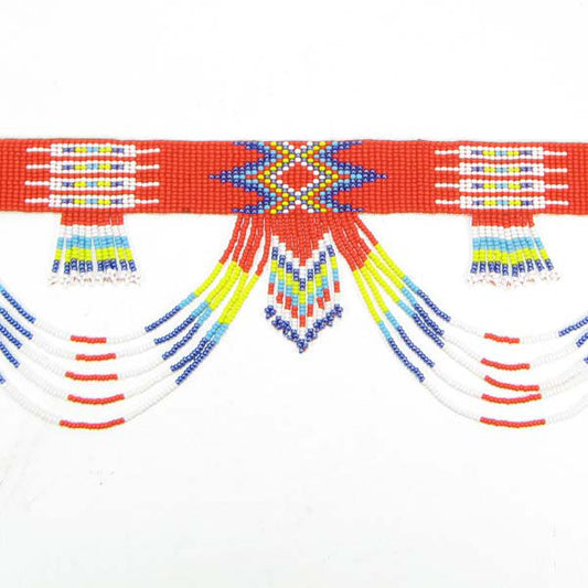 Red Yellow White Rainbow Color Seed Beaded Belly Dance Women'S Waist Belt - Beaded Belts - Welcome Native