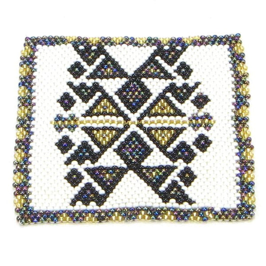Iris Black Golden White Butterfly Beaded Coasters Rosettes 2 Pc - Welcome Native