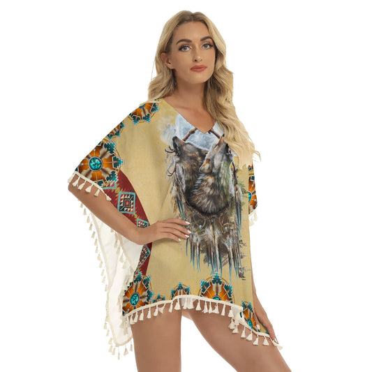 WelcomeNative Native American Women's Square Fringed Shawl