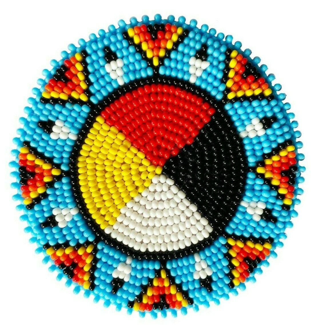New Handmade Four Directions Beaded Appliques Rosette R58/13 - Welcome Native