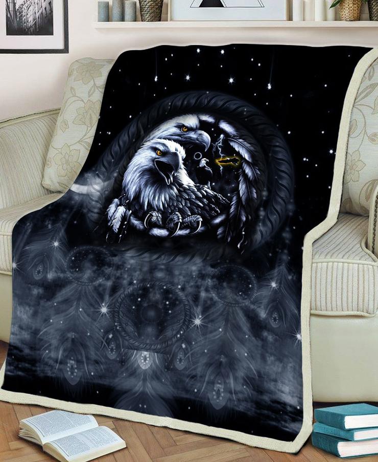 WelcomeNative Native Black Fleece Blanket, 3D Fleece Blanket, All Over Print, Native American