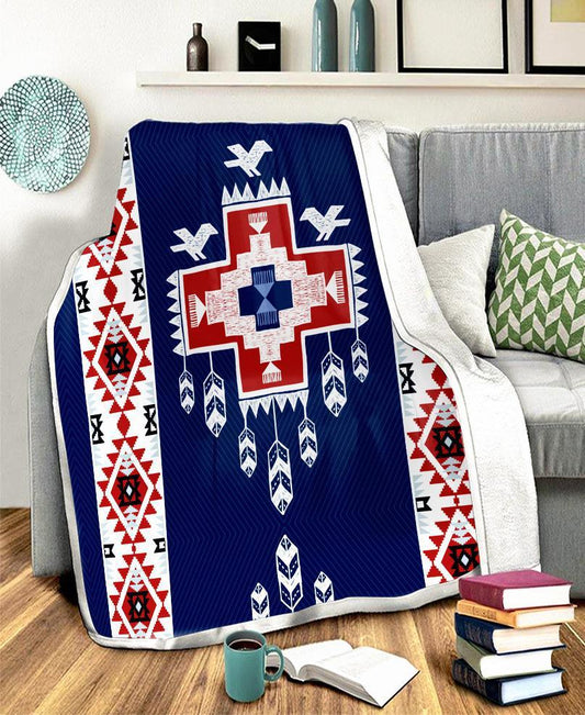 WelcomeNative Birds Feather Fleece Blanket, 3D Fleece Blanket, All Over Print, Native American