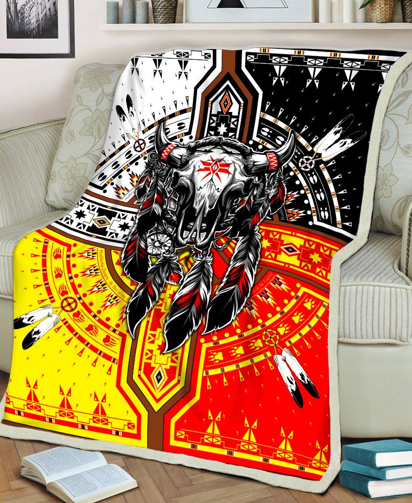 WelcomeNative Buffalo Head Fleece Blanket, 3D Fleece Blanket, All Over Print, Native American