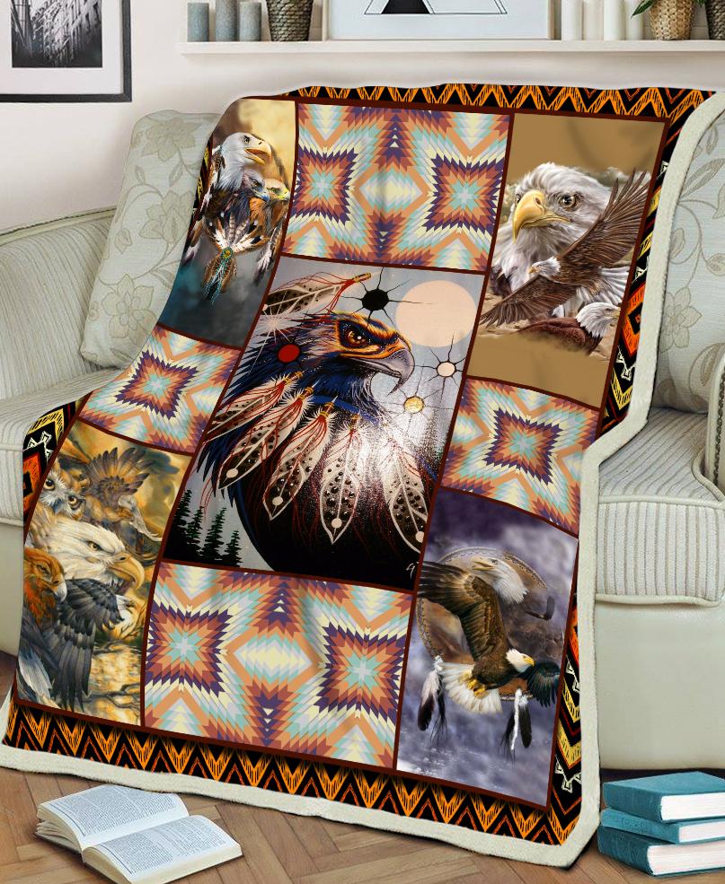 WelcomeNative Native Eagles Fleece Blanket, 3D Fleece Blanket, All Over Print, Native American