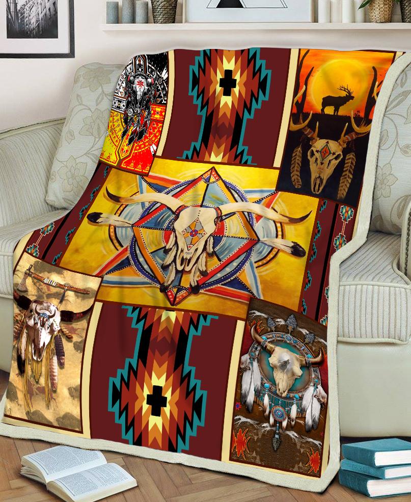 WelcomeNative Native Buffalo Pattern Fleece Blanket, 3D Fleece Blanket, All Over Print, Native American