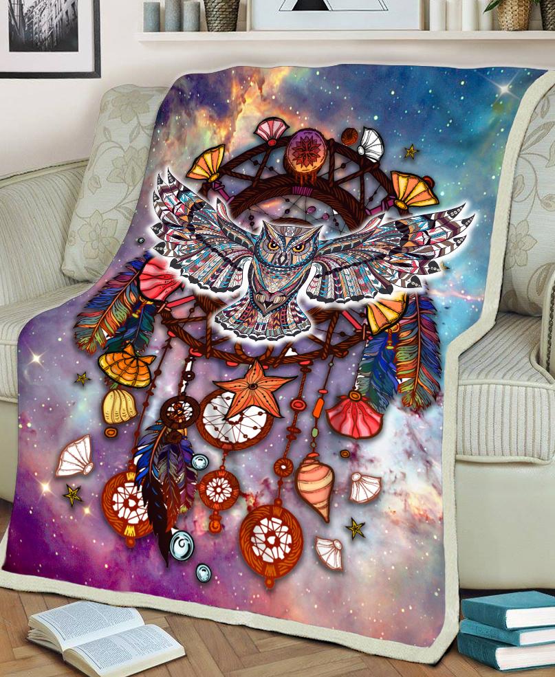 WelcomeNative Owl Fleece Blanket, 3D Fleece Blanket, All Over Print, Native American