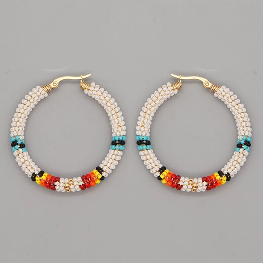 WelcomeNative Handmade Seef Bead Hoop Earrings