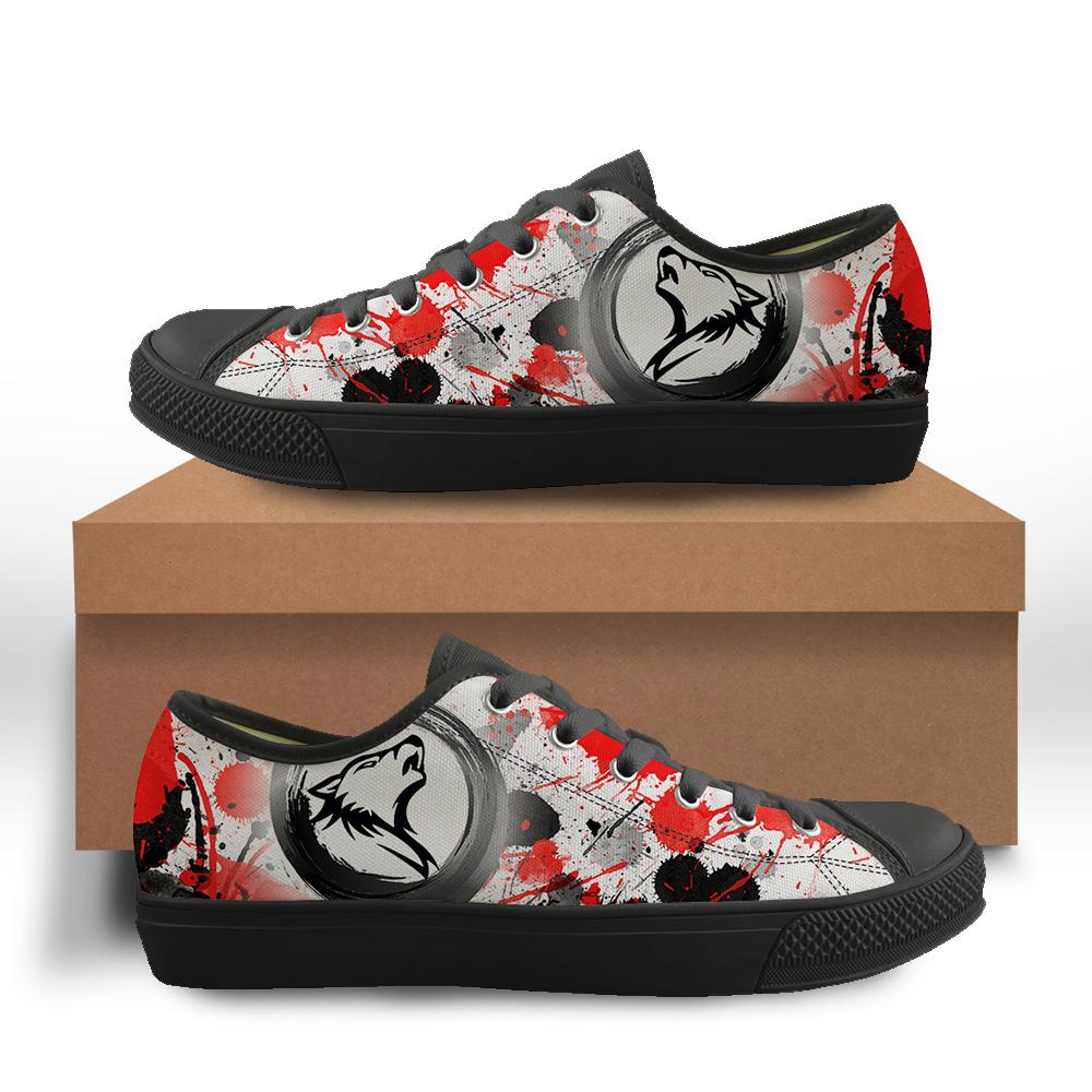 WelcomeNative Black-Red Wolf Shoes, 3D Shoes, All Over Print Shoes