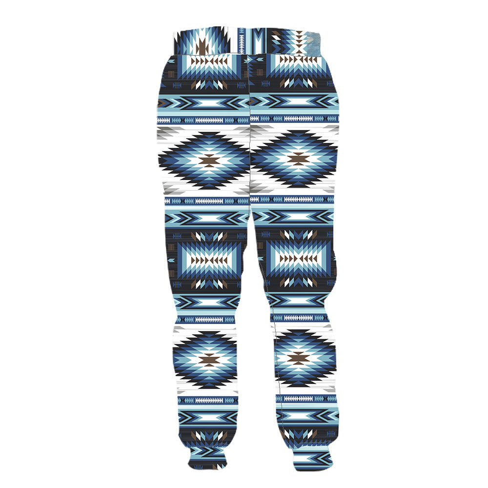 WelcomeNative Blue Patterns Sweatpants, 3D Sweatpants, All Over Print Sweatpants