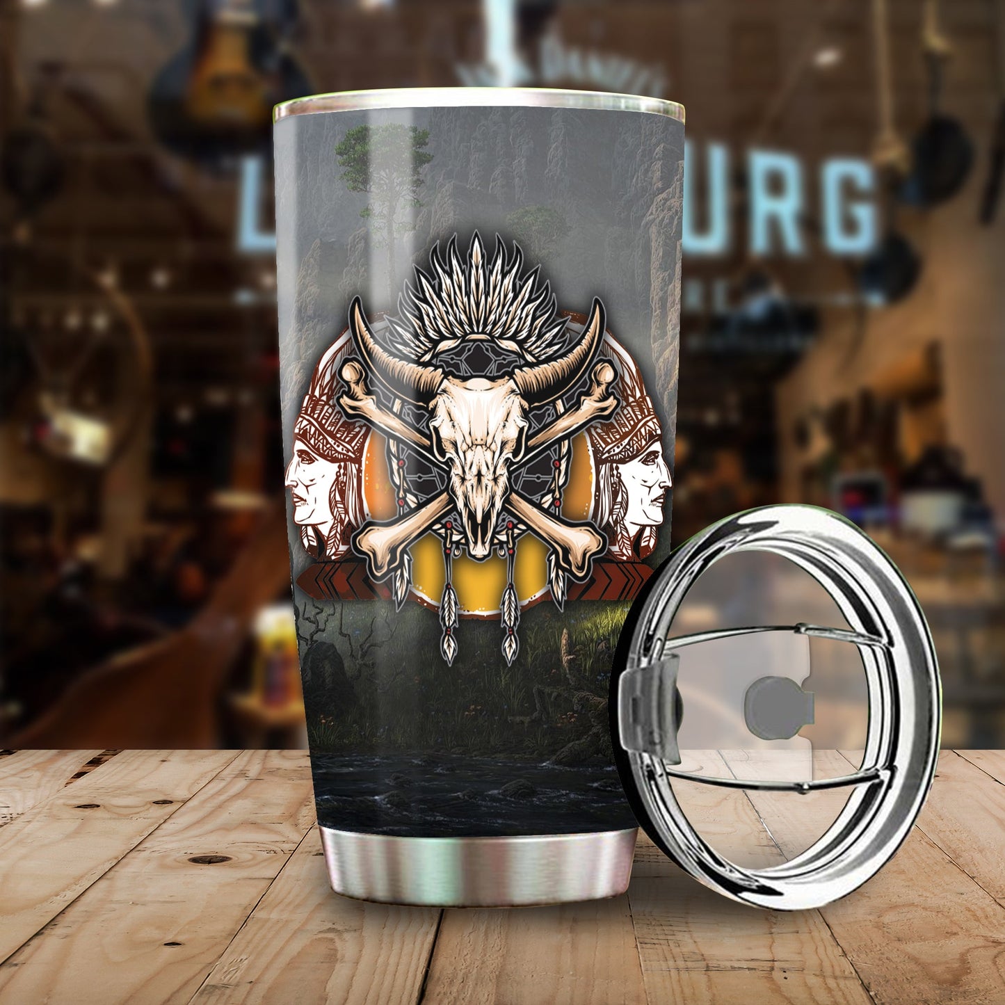 WelcomeNative Skull Tumbler, 3D Tumbler, All Over Print Tumbler, Native American