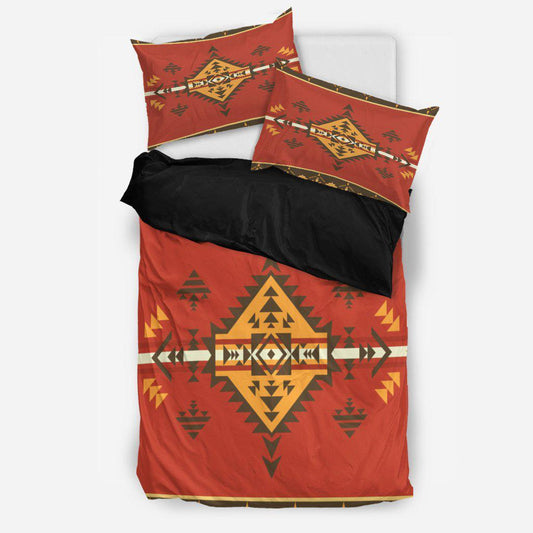 WelcomeNative Red Orange Native Bedding Set, 3D Bedding Set, All Over Print, Native American