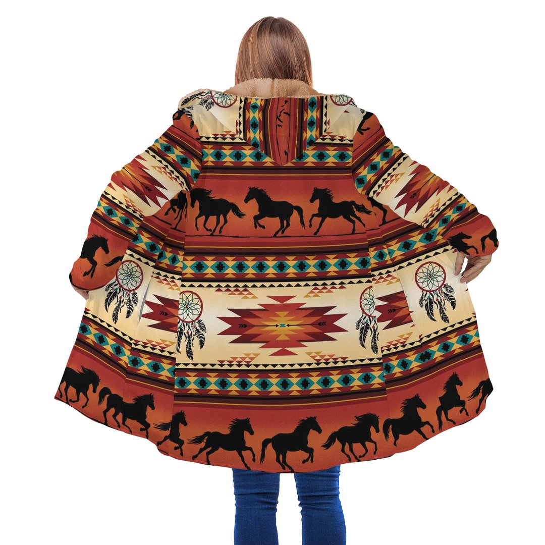 WelcomeNative Horse Pattern Native 3D Dream Cloak, All Over Print Dream Cloak, Native American