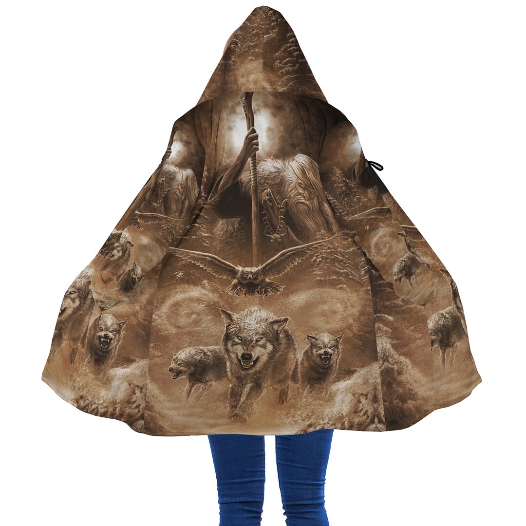 WelcomeNative Wolf Warrior 3D Dream Cloak, All Over Print Dream Cloak, Native American