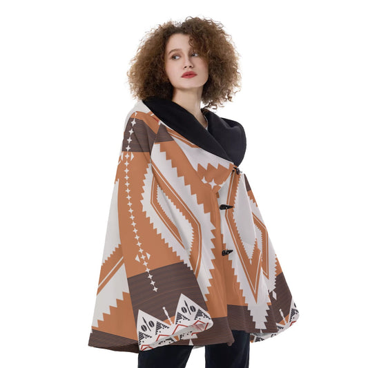 WelcomeNative Native American Hooded Flared Coat, 3D Hooded Coat, All Over Print