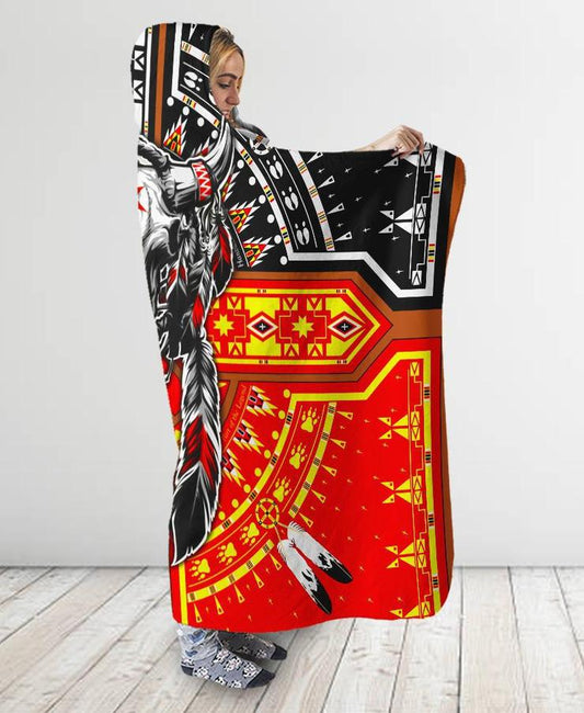 WelcomeNative Buffalo Head Hooded Blanket, All Over Print, Native American