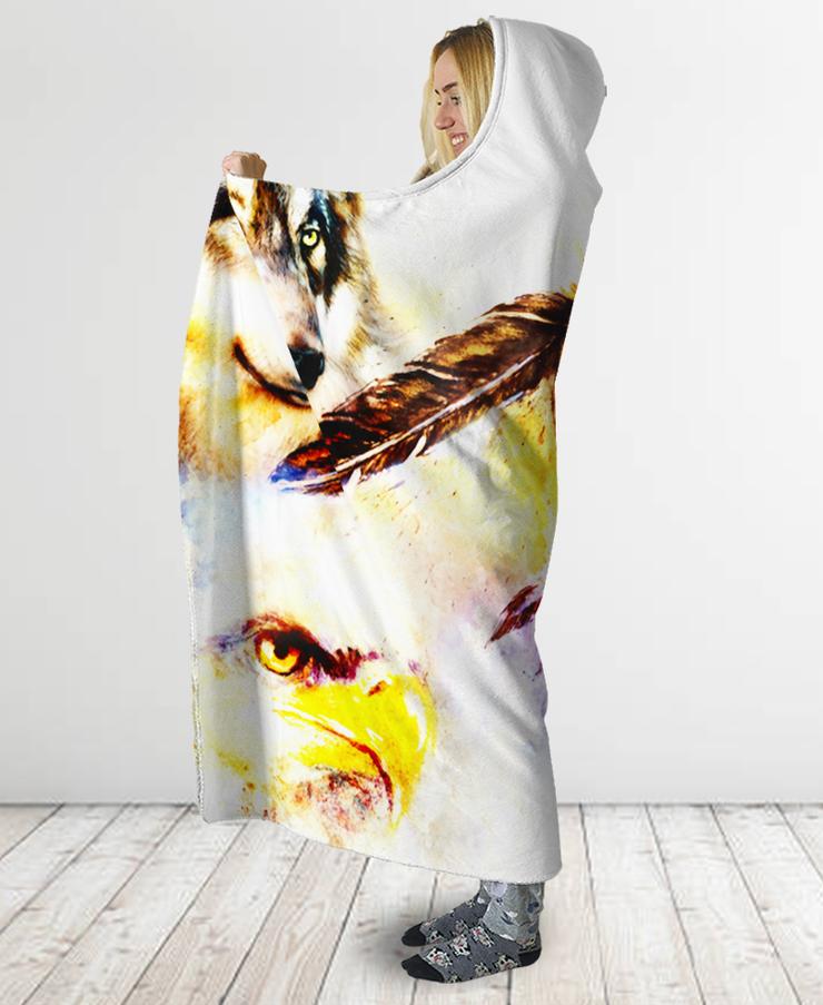 WelcomeNative Native Spirit Hooded Blanket, All Over Print, Native American