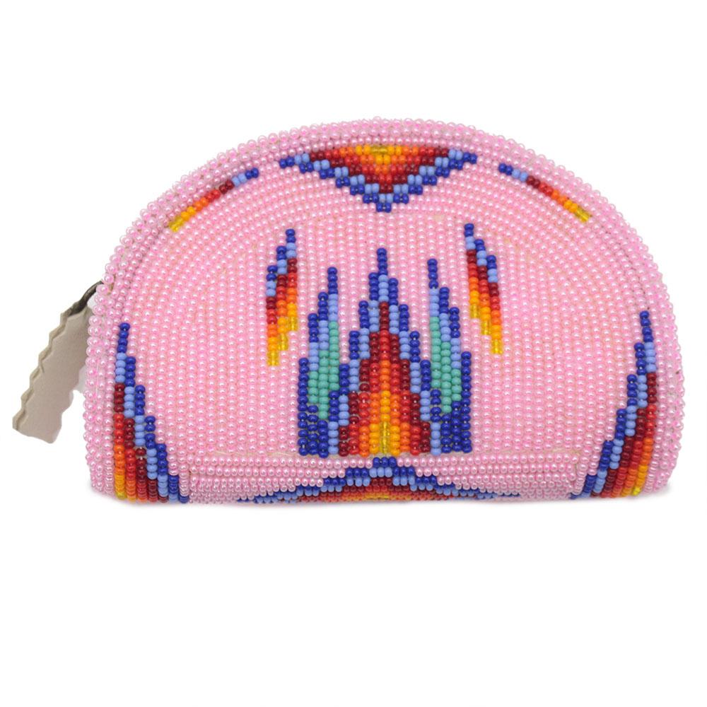 Native Inspired Ethnic Style Seed Bead Beaded Coin Purse - Welcome Native