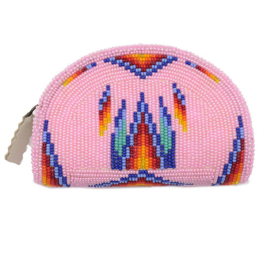 Native Inspired Ethnic Style Seed Bead Beaded Coin Purse - Welcome Native