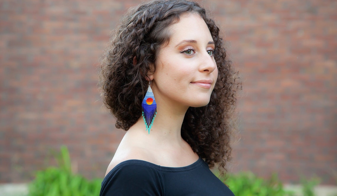 WelcomeNative Handmade Sunset Beaded Earrings