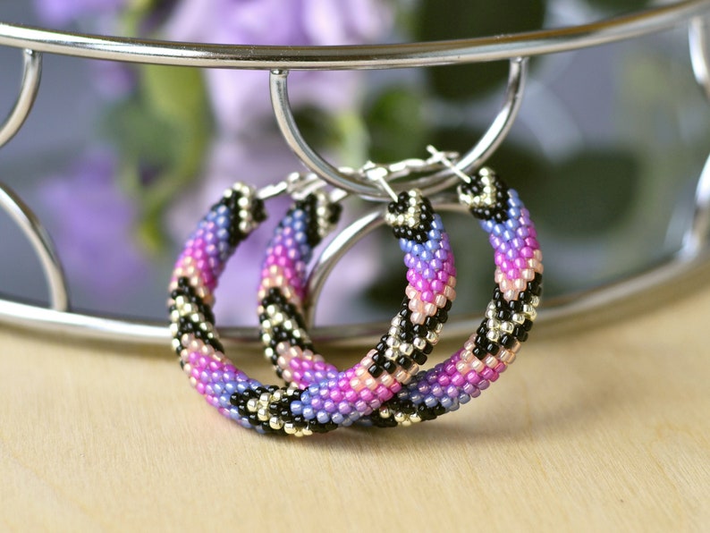 WelcomeNative Handmade Purple Beaded Hoop Earrings